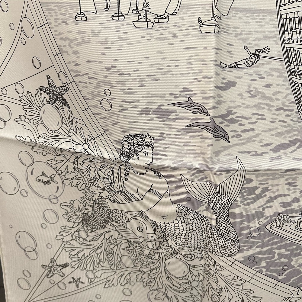 Hermes flagship scarf 90 white and grey - Picture 6 of 8